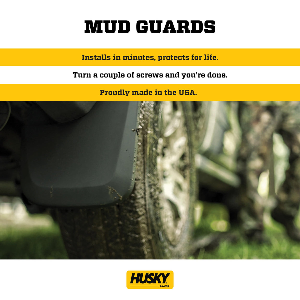 Husky Liners rear mud guard on Ram 3500 SRW protecting paint from debris