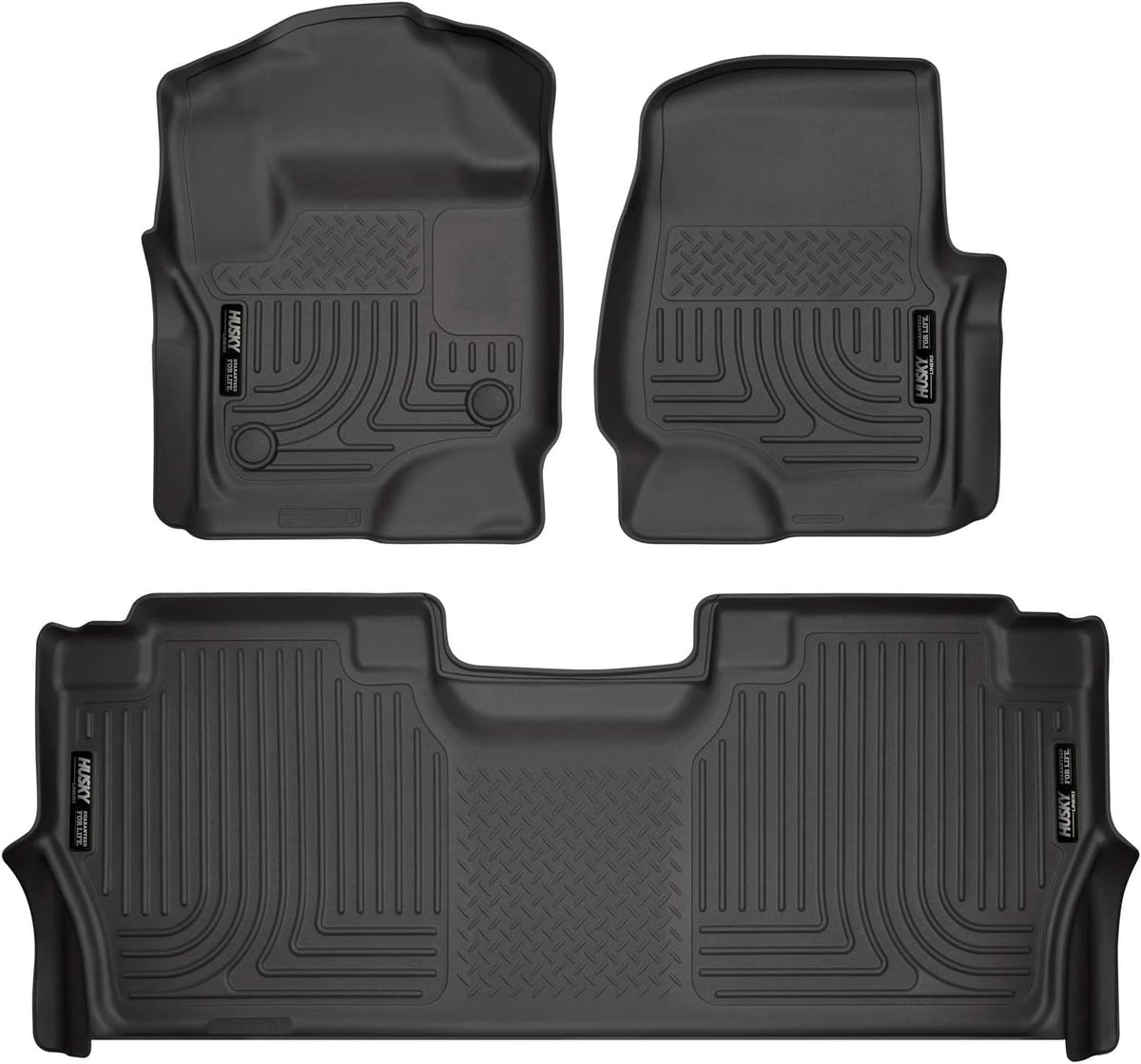 Husky Liners Weatherbeater front row installed protecting carpet and resisting spills
