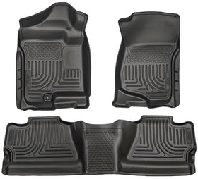 Husky Liners WeatherBeater front row overhead view showing full footwell protection