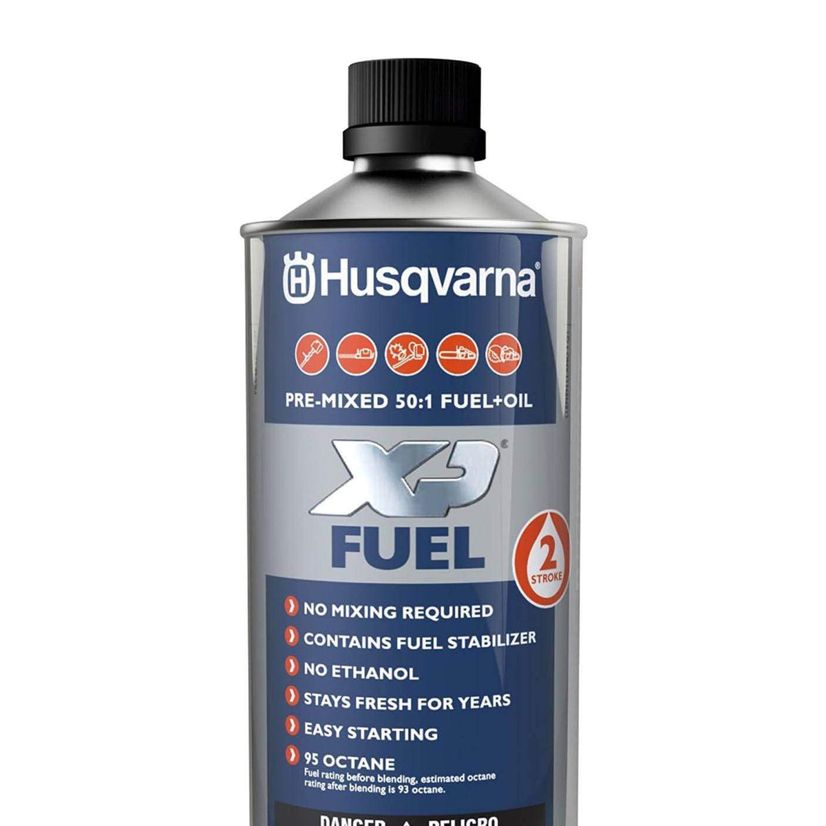 Husqvarna fuel with yard tools showing ready-to-use convenience