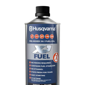 Husqvarna fuel with yard tools showing ready-to-use convenience