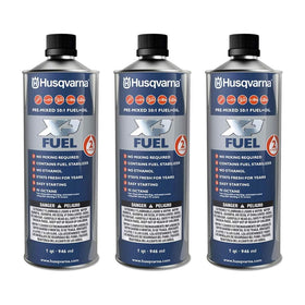 Husqvarna front packaging showing three quarts and easy pour benefits