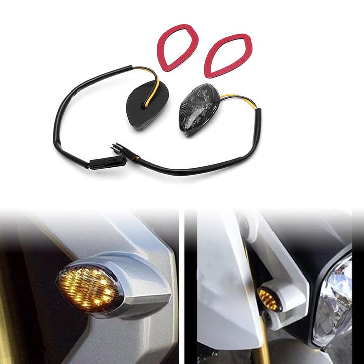 HUSUKU front flush LED turn signal front view showing sleek smoked lens and improved visibility