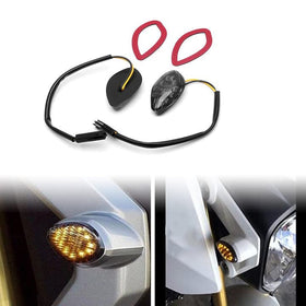 HUSUKU front flush LED turn signal front view showing sleek smoked lens and improved visibility
