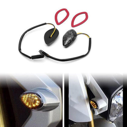 HUSUKU front flush LED turn signal front view showing sleek smoked lens and improved visibility