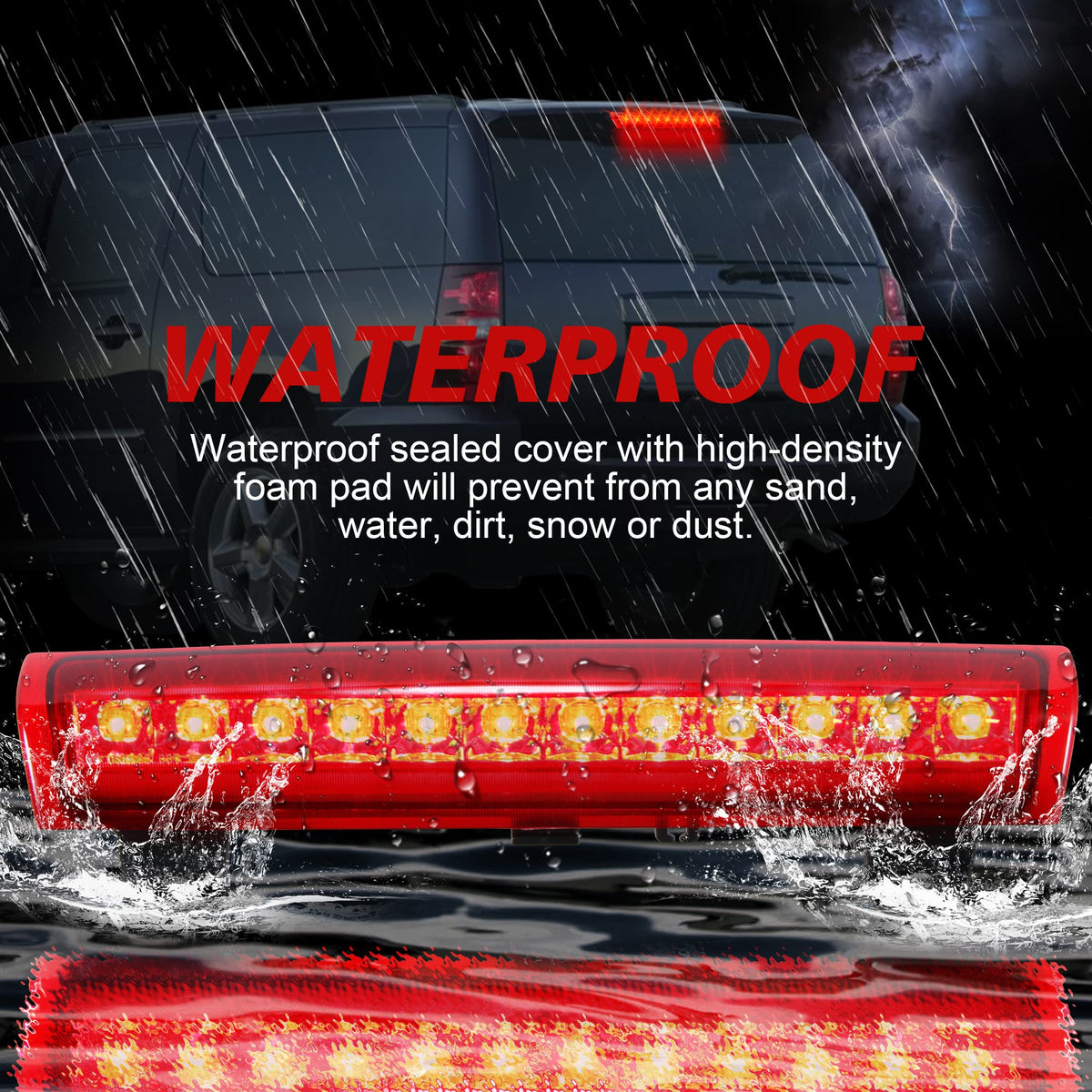 HUSUKU detailed view of 12 LED array providing brighter, consistent brake signaling