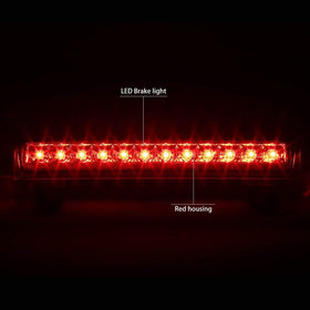 HUSUKU brake light with water splashes illustrating IP65 weather protection