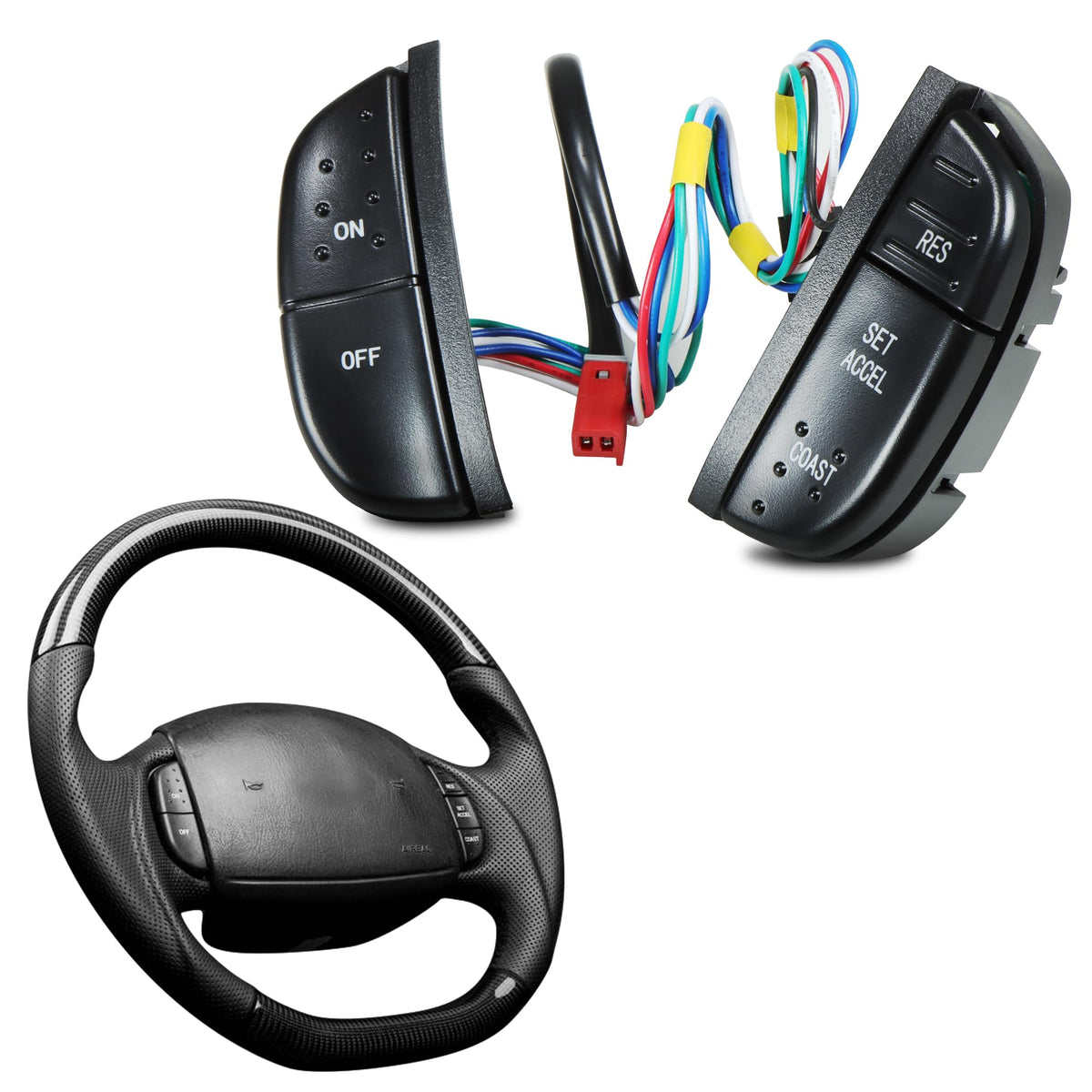 HUSUKU installed on F-150 steering wheel demonstrating restored control functionality benefit