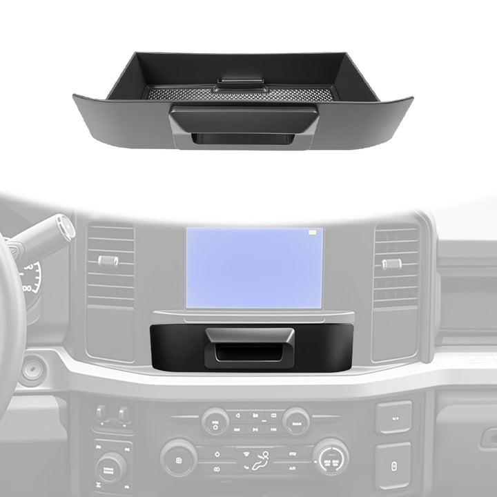 HUYINPJ front view console organizer shows clean fit and added storage benefit