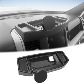 HUYINPJ front view installed on Ram dash showing tidy console storage benefit