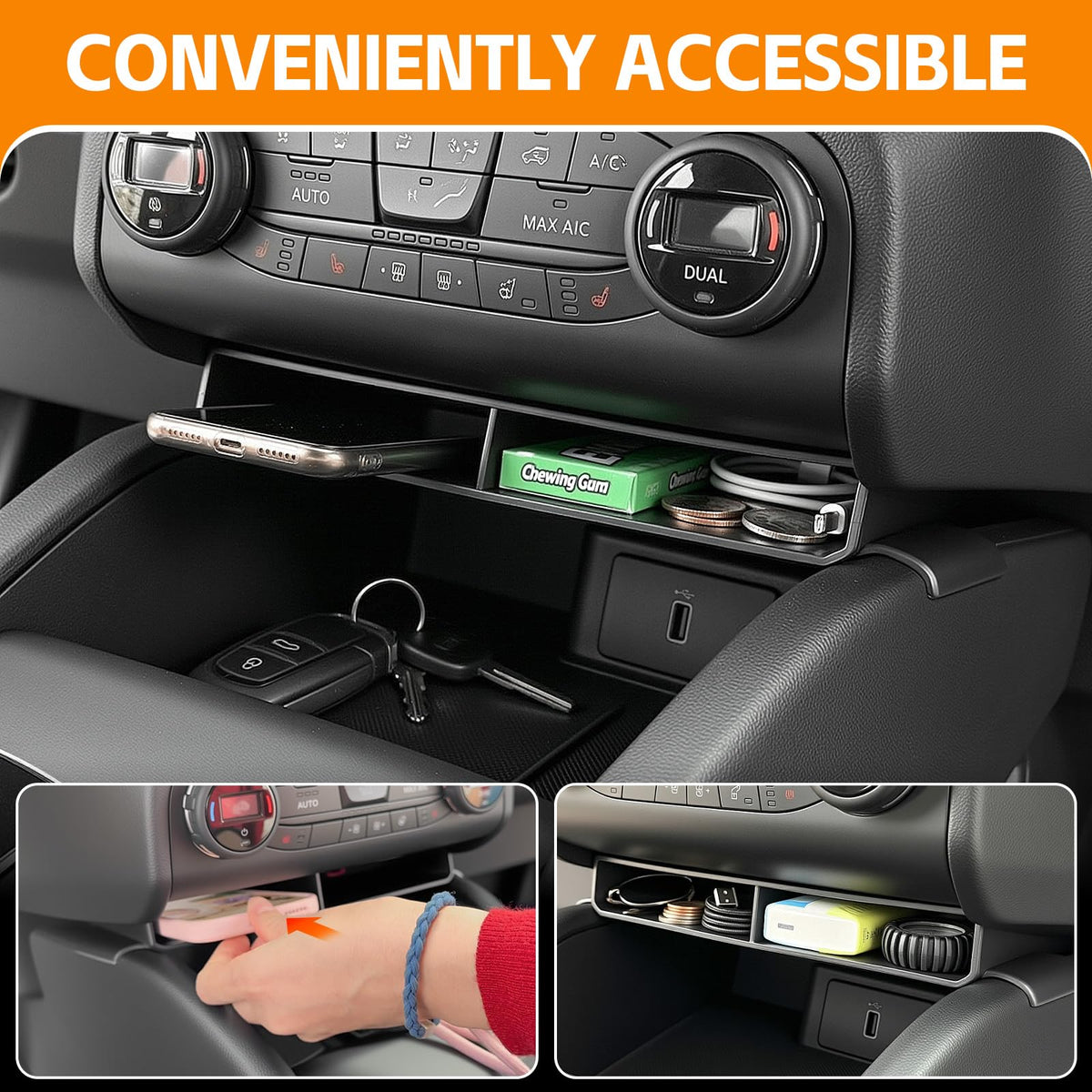HUYINPJ insert installed in Bronco Sport console for organized cabin