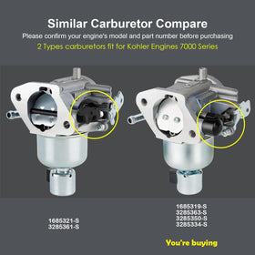 HUZTL carburetor mounted on Kohler engine demonstrating direct-fit confidence