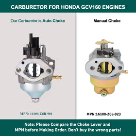 HUZTL carburetor side view highlighting the auto choke mechanism benefit