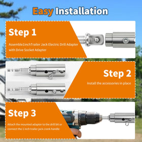 HVJ adapter in use with power drill for faster trailer lifting