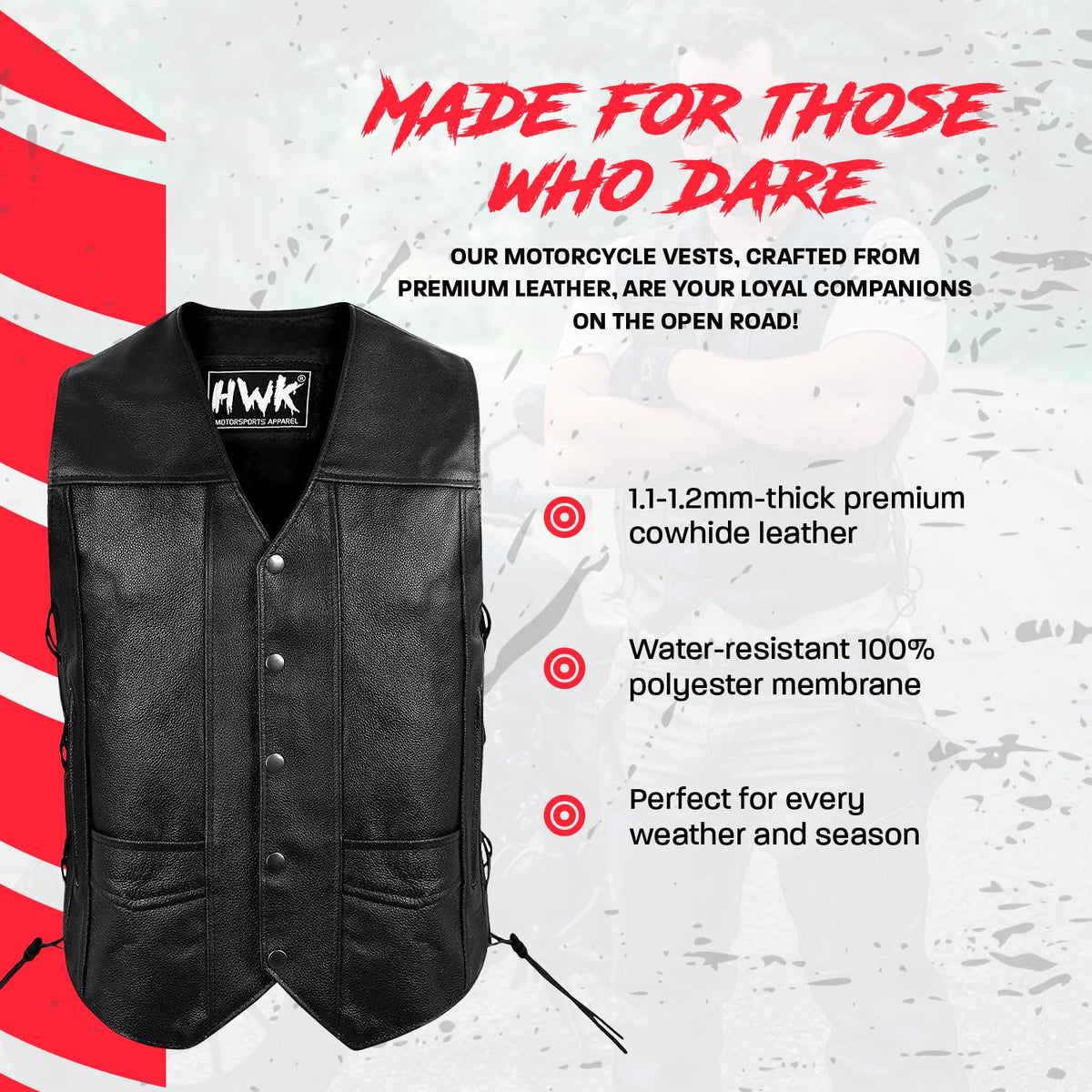 HWK Motorsports Apparel back panel displaying large patch area ideal for club insignia
