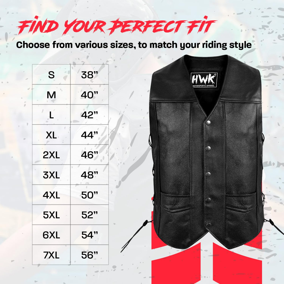 HWK Motorsports Apparel lining and leather texture close-up showing weather resistance