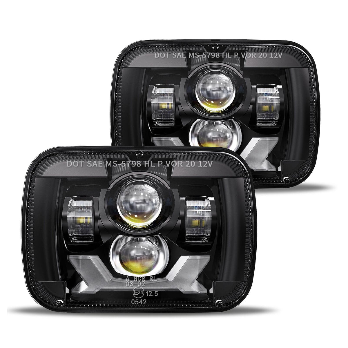 HWSTAR front view 5x7 headlight showing clean beam and improved road visibility