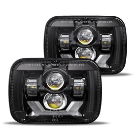HWSTAR front view 5x7 headlight showing clean beam and improved road visibility