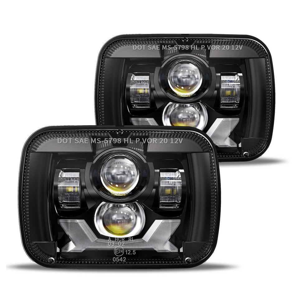 HWSTAR front view 5x7 headlight showing clean beam and improved road visibility