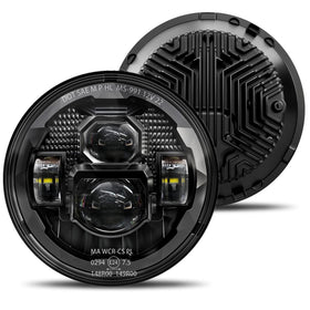 HWSTAR front view of 7-inch LED headlight showing face and benefit of uniform brightness