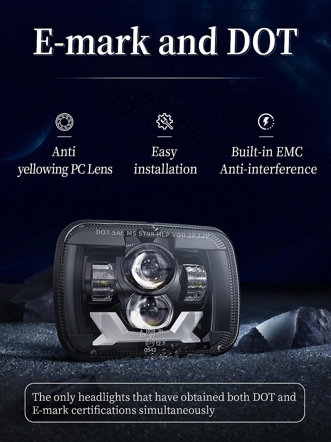 HWSTAR UV-resistant polycarbonate lens detail illustrating scratch and yellowing resistance for longevity