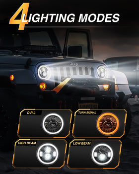 HWSTAR headlight installed on Jeep Wrangler front emphasizing upgraded road lighting