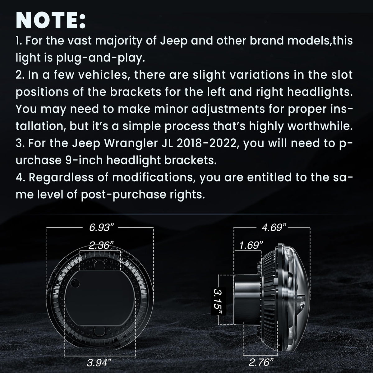 HWSTAR side profile sealed-beam showing rugged housing and waterproof benefit