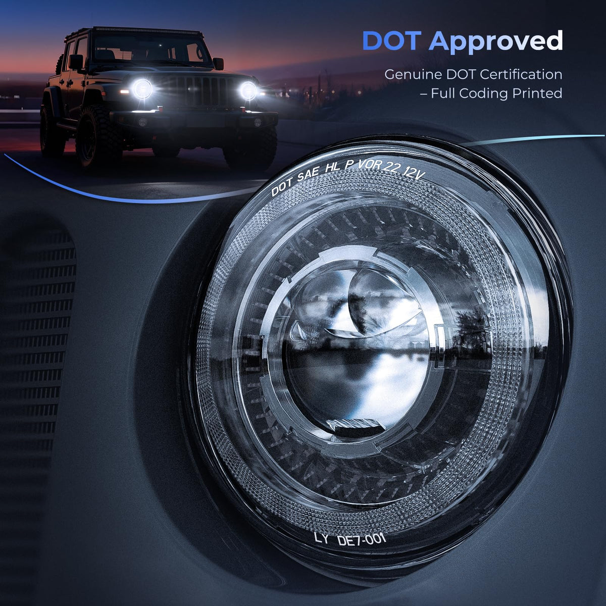 HWSTAR headlight next to ruler size comparison showing exact fitment benefit