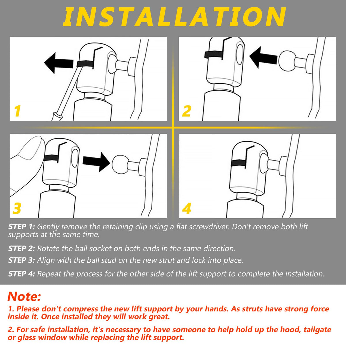 HXSKJMX in a garage repair scenario showing fast DIY hood-support replacement advantage