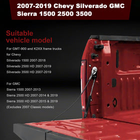 HXSKJMX tailgate assist mounted on pickup illustrating smooth lowering benefit