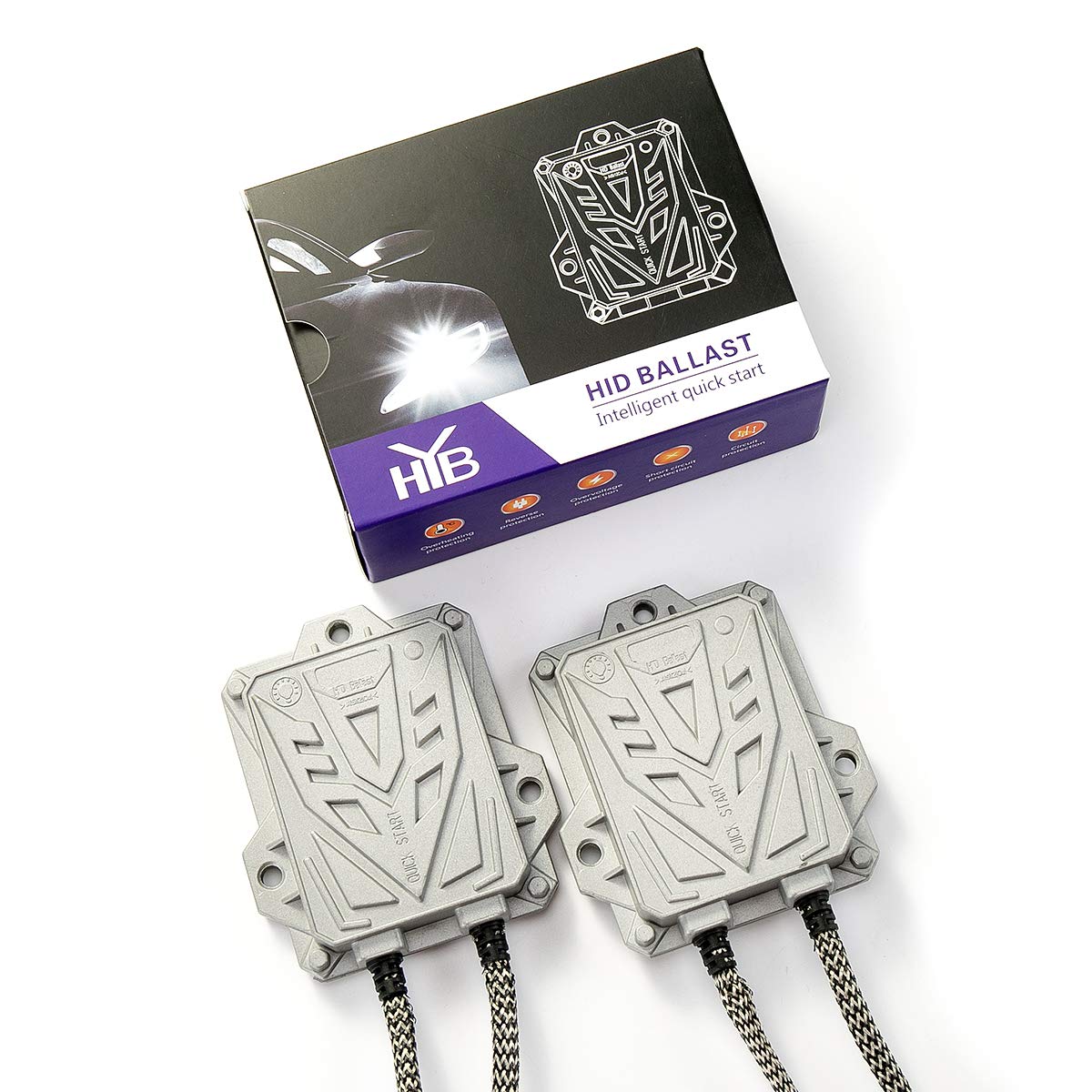 HYBKLER ballast next to hand for scale showing compact size advantage