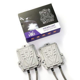 HYBKLER ballast next to hand for scale showing compact size advantage