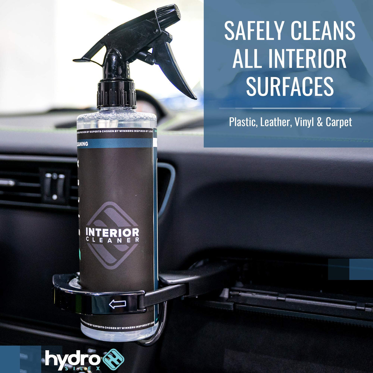 HydroSilex cleaned dashboard displaying restored finish and reduced grime