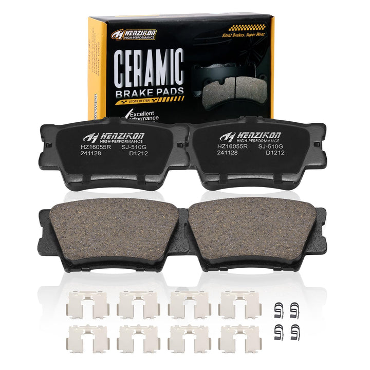 HYFTJYZ rear brake pads front packaging showing contents and fitment benefits