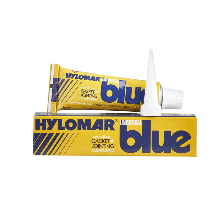Hylomar tube front view showing product and compact size for convenient repairs