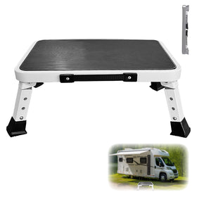 HYMIC front view of folded stool showing compact storage and portability benefit
