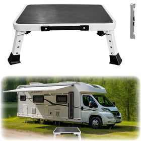 HYMIC lifestyle shot at motorhome campsite highlighting practical outdoor use benefit