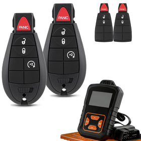 HYMOLKYE front packaging showing two replacement remotes and OBD2 tool for quick setup