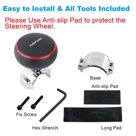 Hypersonic product packaging with rubber strip showing included adapter for smaller wheels benefit