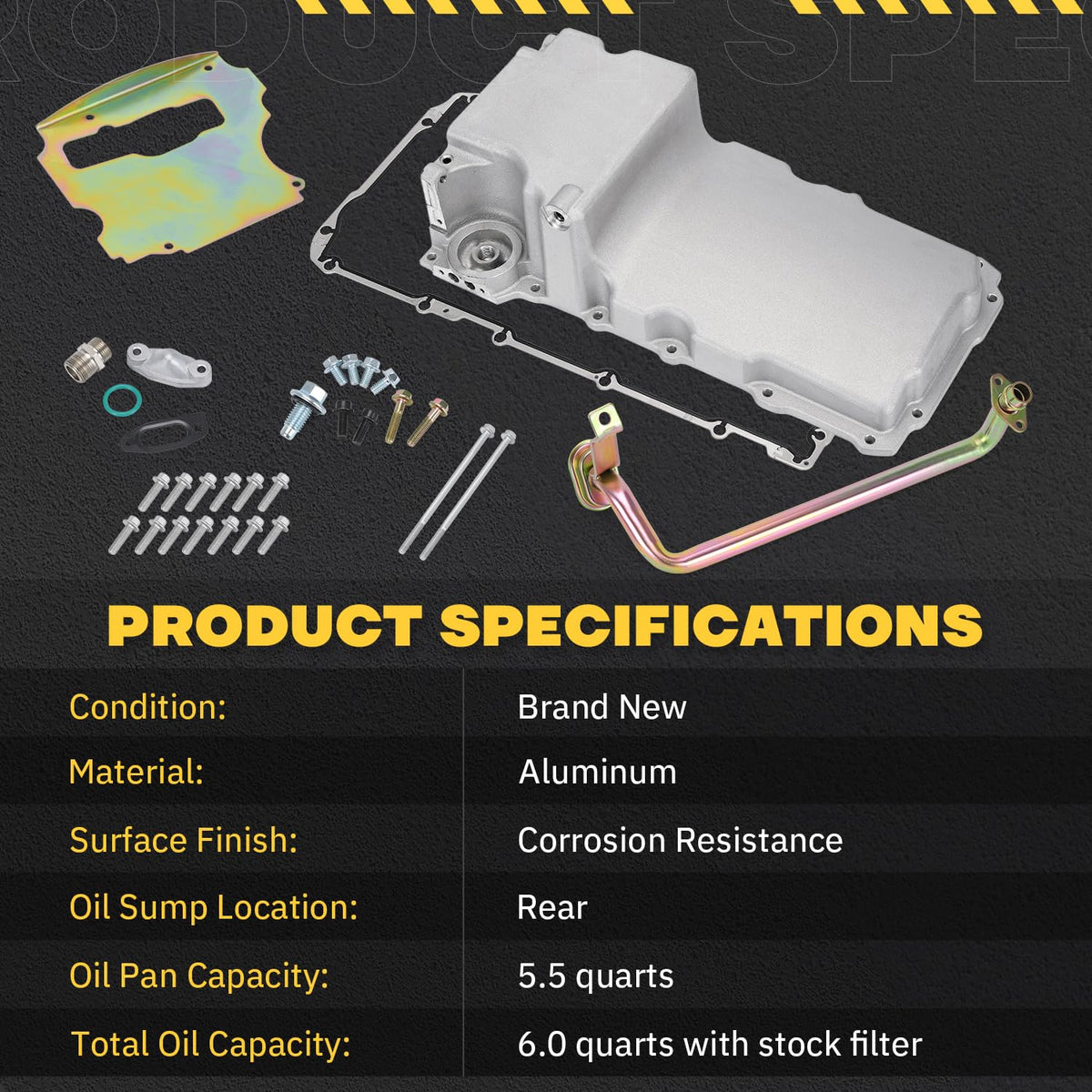 Hypertune oil pan with pickup tube installed illustrating fitment points