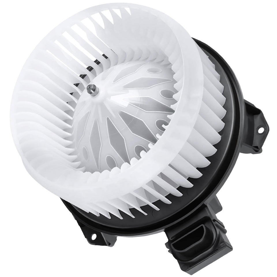 HYR blower motor front view showing mounting points and easy replacement benefit