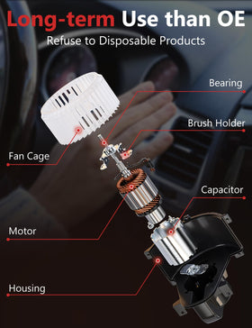 HYR blower motor installed in vehicle HVAC housing restoring cabin ventilation