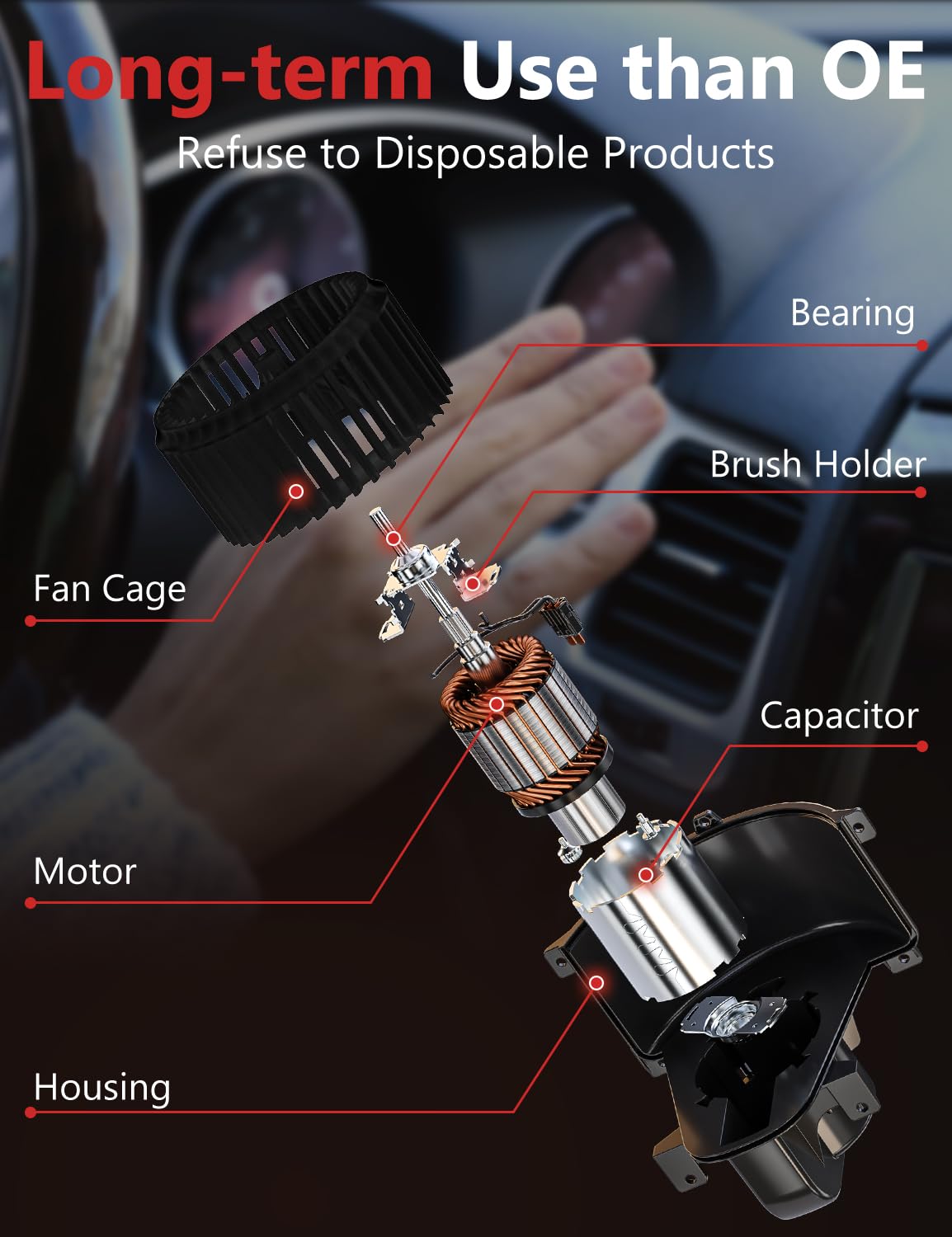 HYR blower motor installed under dash demonstrating straightforward swap