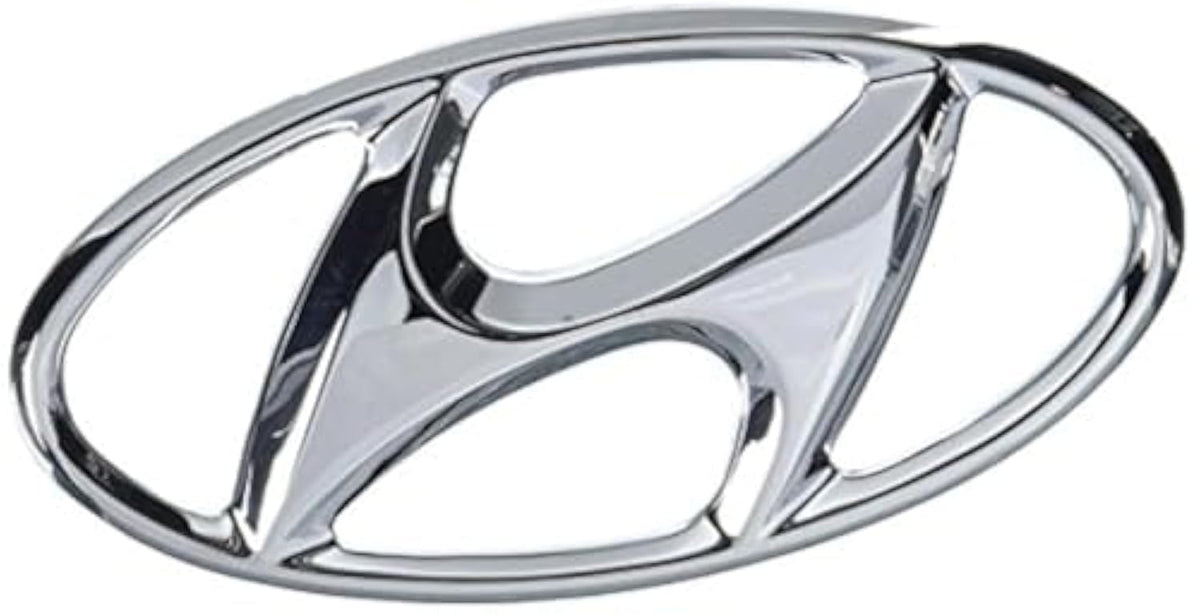 HYUNDAI emblem front view showing exact OEM finish and perfect fit