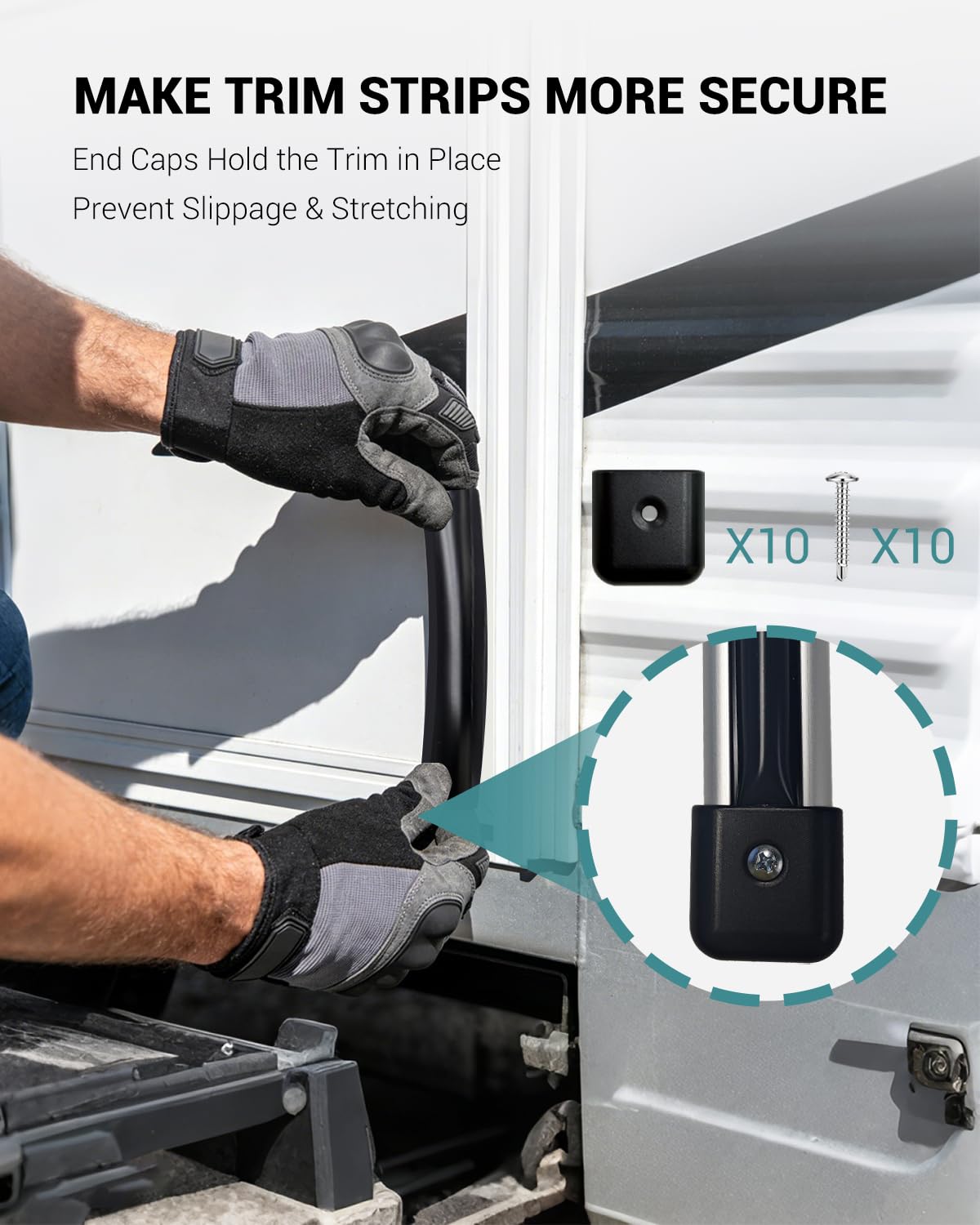 HZE on camper sidewall showing cleaner look and concealed screw tracks