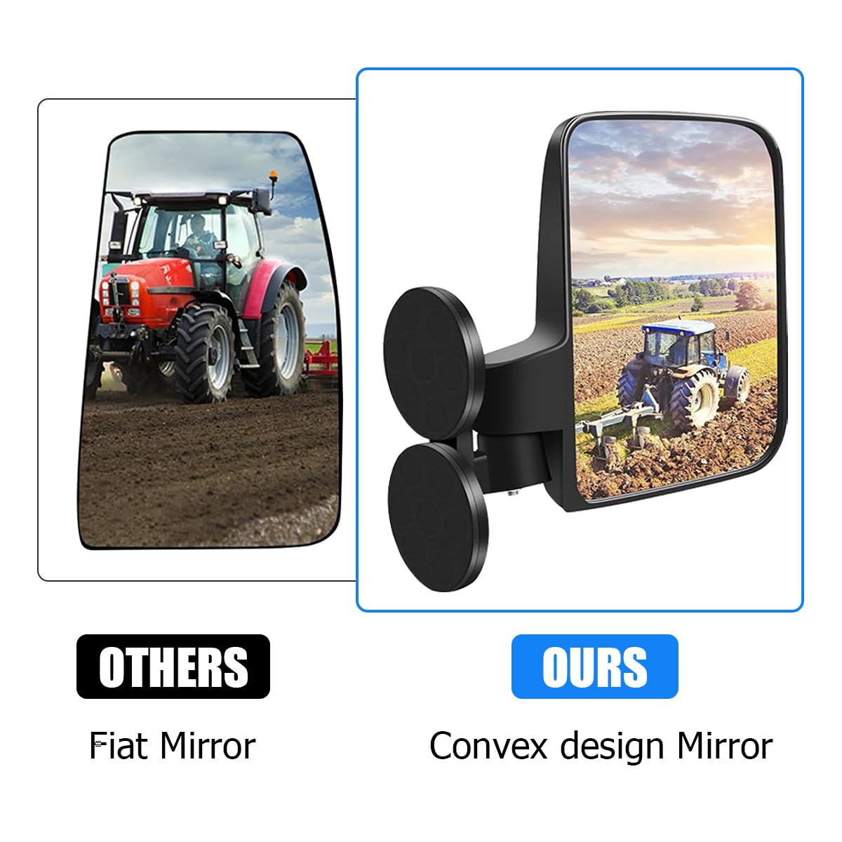 HZEL showing mirror angled to demonstrate 45° tilt and 220° fold adjustability benefit