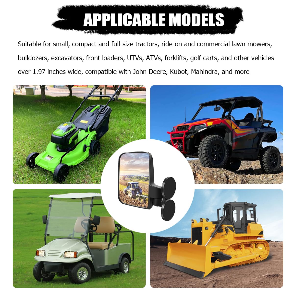 HZEL mounted on tractor illustrating compatibility and improved rear visibility benefit