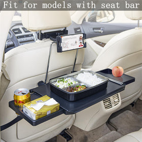 HZGAMER table attached to headrest posts with meal items, shows passenger comfort benefit