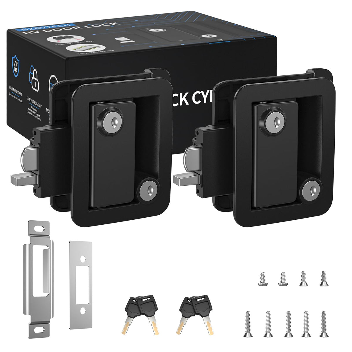 HZRVTECH front assembly showing latch and handle for easy replacement