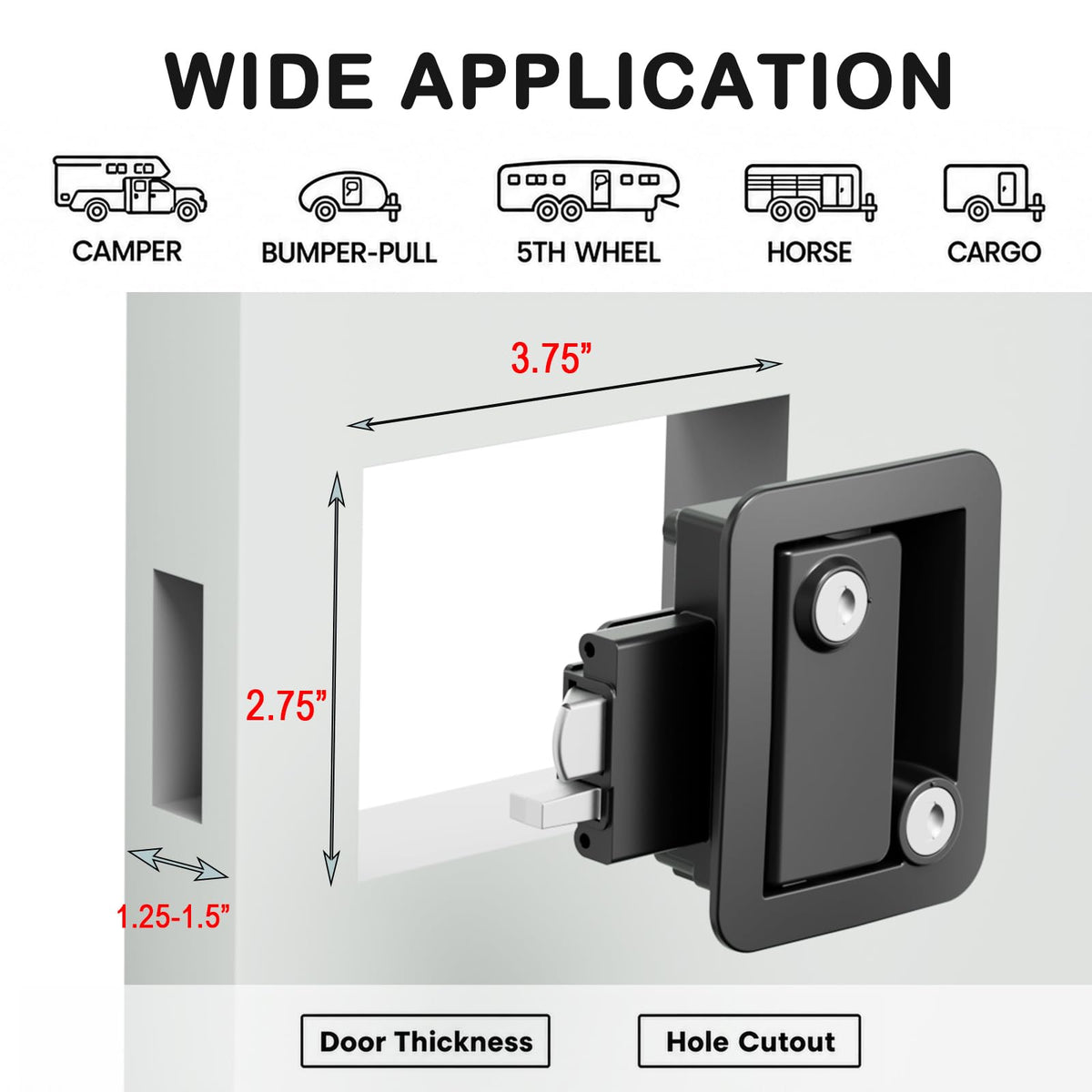 HZRVTECH installation in progress on camper door for fast swap-out